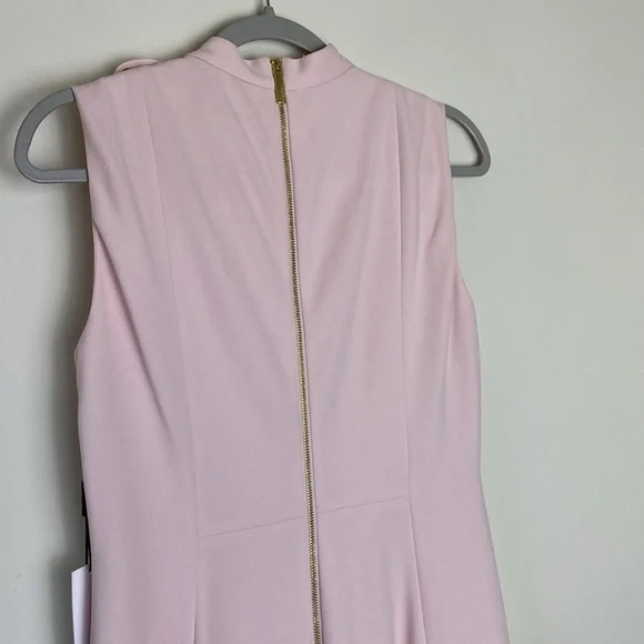 NWT Calvin Klein Women's Sleeveless Seamed Sheath With Tie Neck Pink Size 8 - Picture 8 of 16